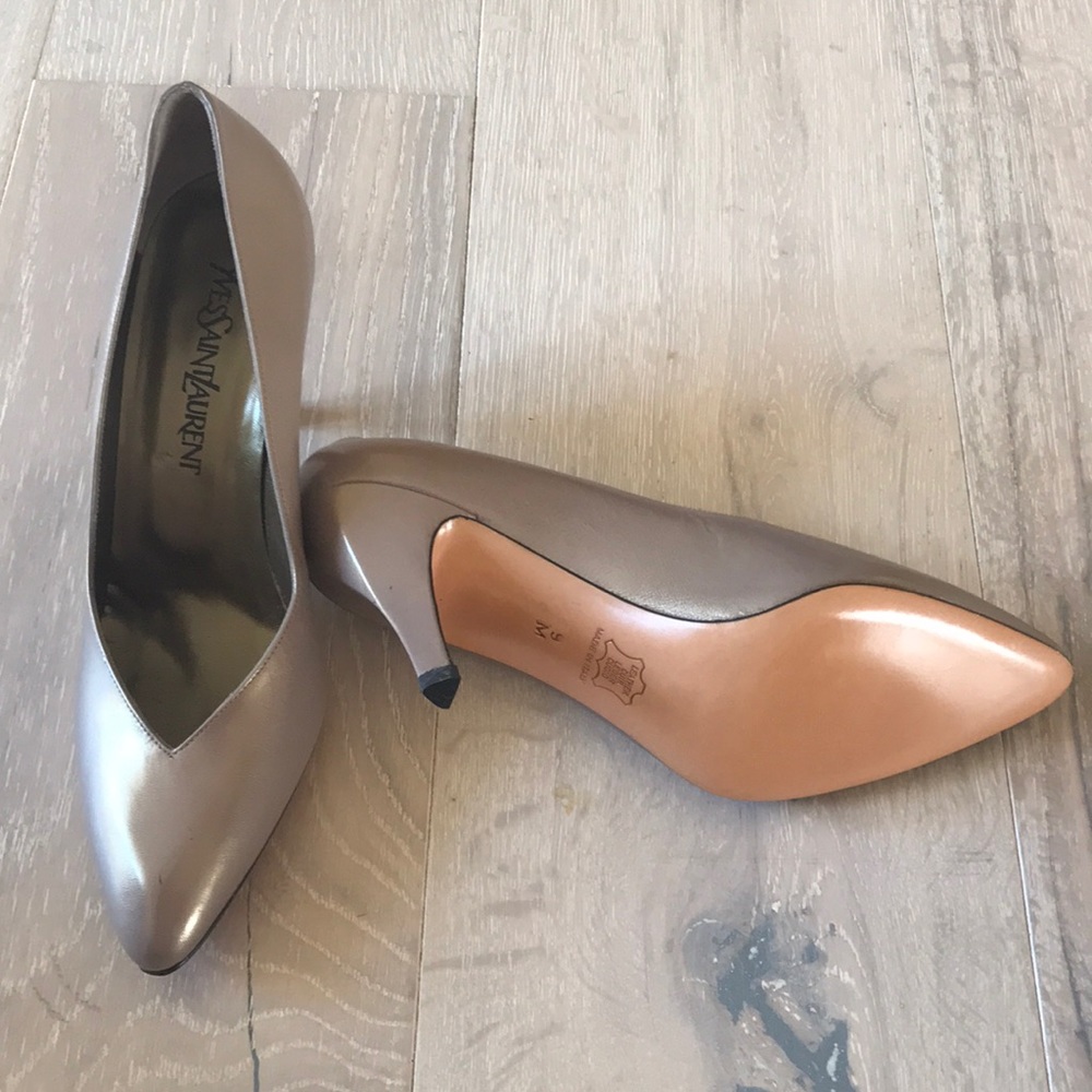 YSL Yves Saint Laurent Pewter grey heels